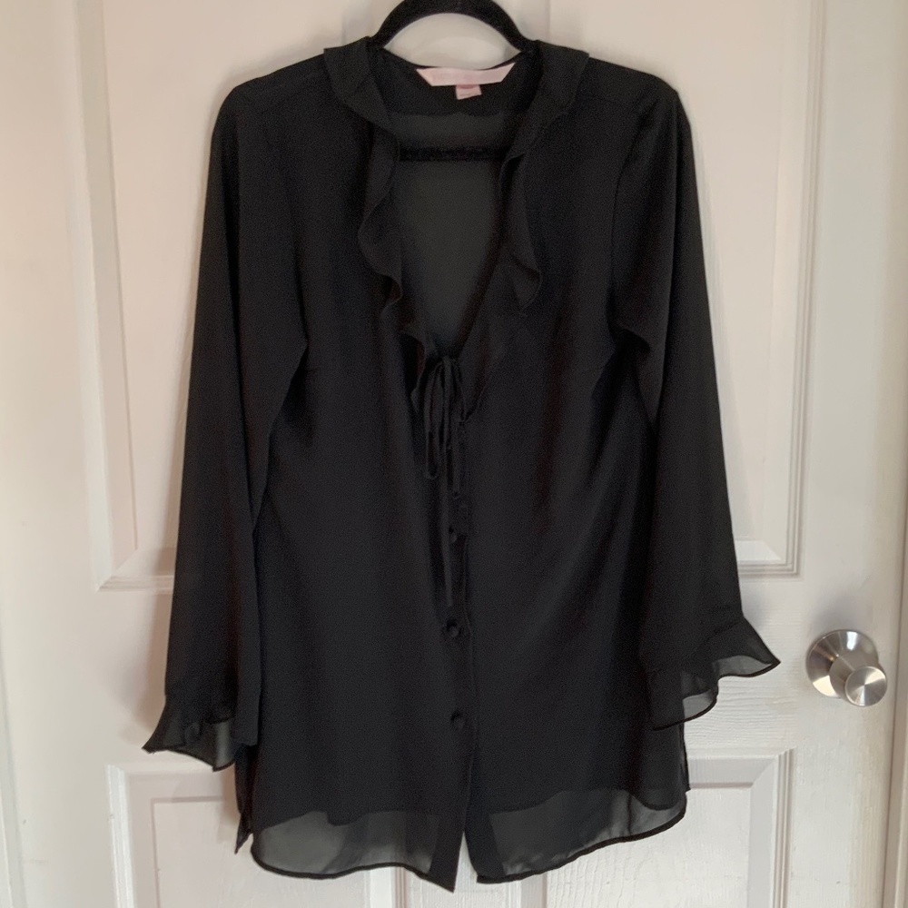 VICTORIA’S SECRET BLACK RUFFLE TOP SIZE M